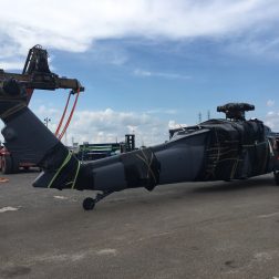 Black Hawk Helicopter being prepared for shipment
